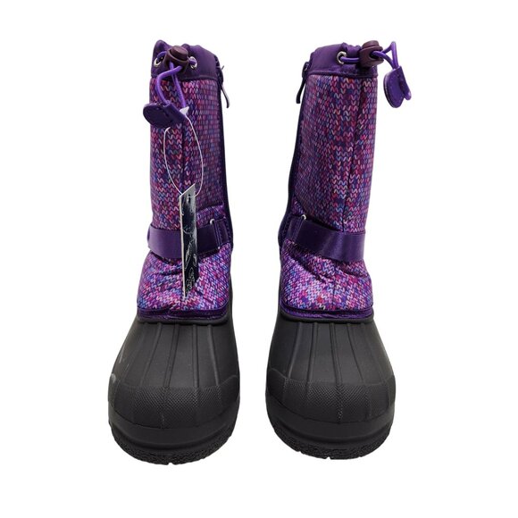 Girls Purple Winter Snow Boots Size 2 Knit Pattern Insulated - Picture 3 of 12